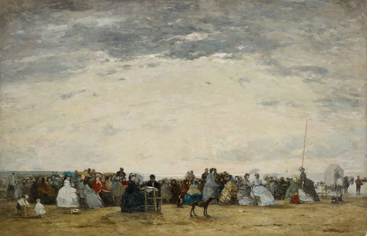 Vacationers On The Beach At Trouville by Eugene Boudin