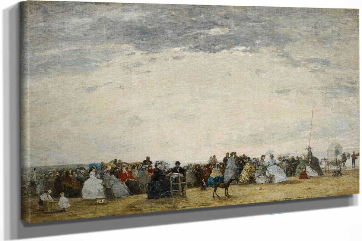 Vacationers On The Beach At Trouville by Eugene Boudin