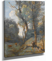 Vachere Sur Un Coteau Boisee by Jean Baptiste Camille Corot
