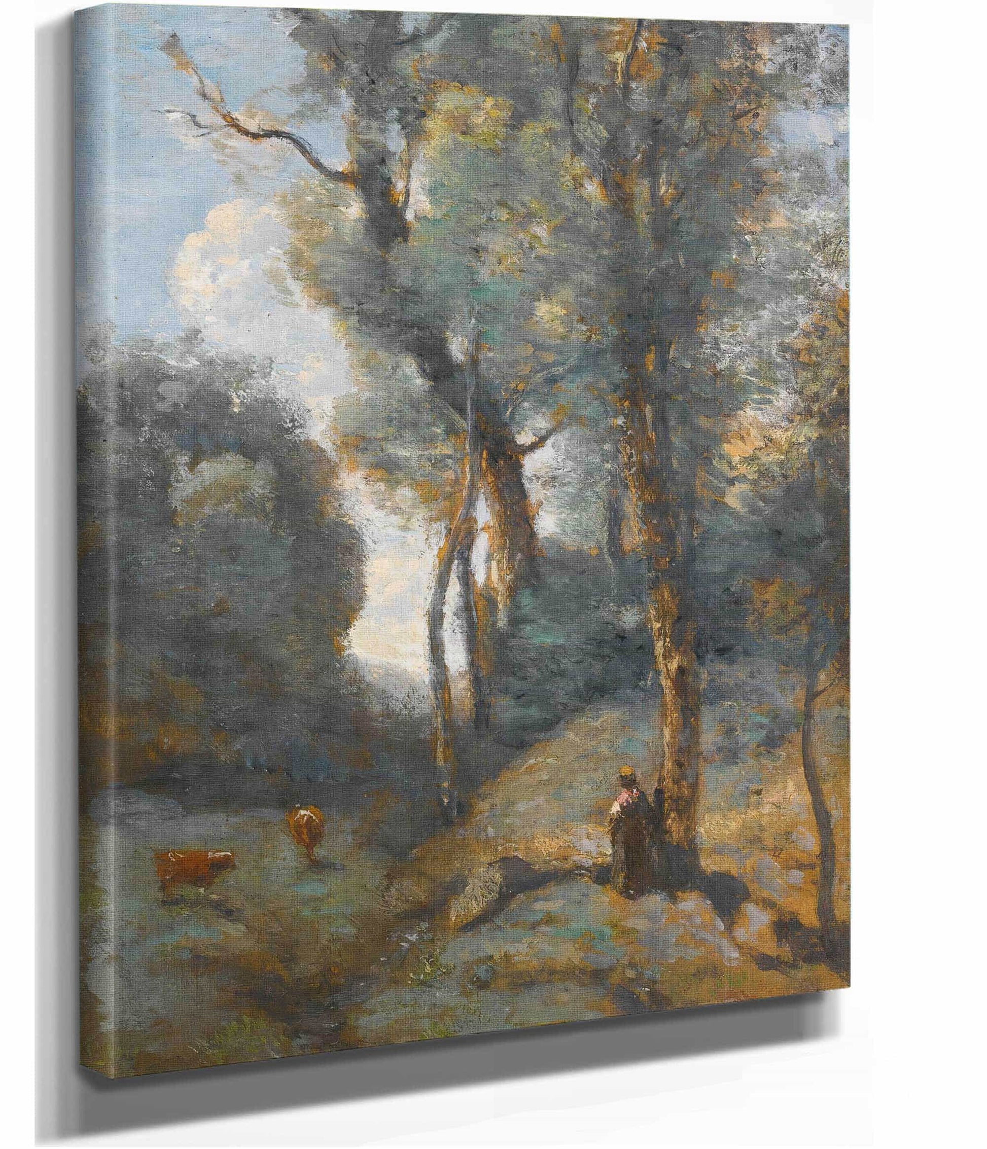 Vachere Sur Un Coteau Boisee by Jean Baptiste Camille Corot