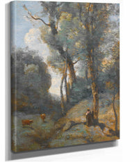 Vachere Sur Un Coteau Boisee by Jean Baptiste Camille Corot