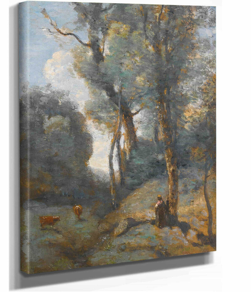 Vachere Sur Un Coteau Boisee by Jean Baptiste Camille Corot