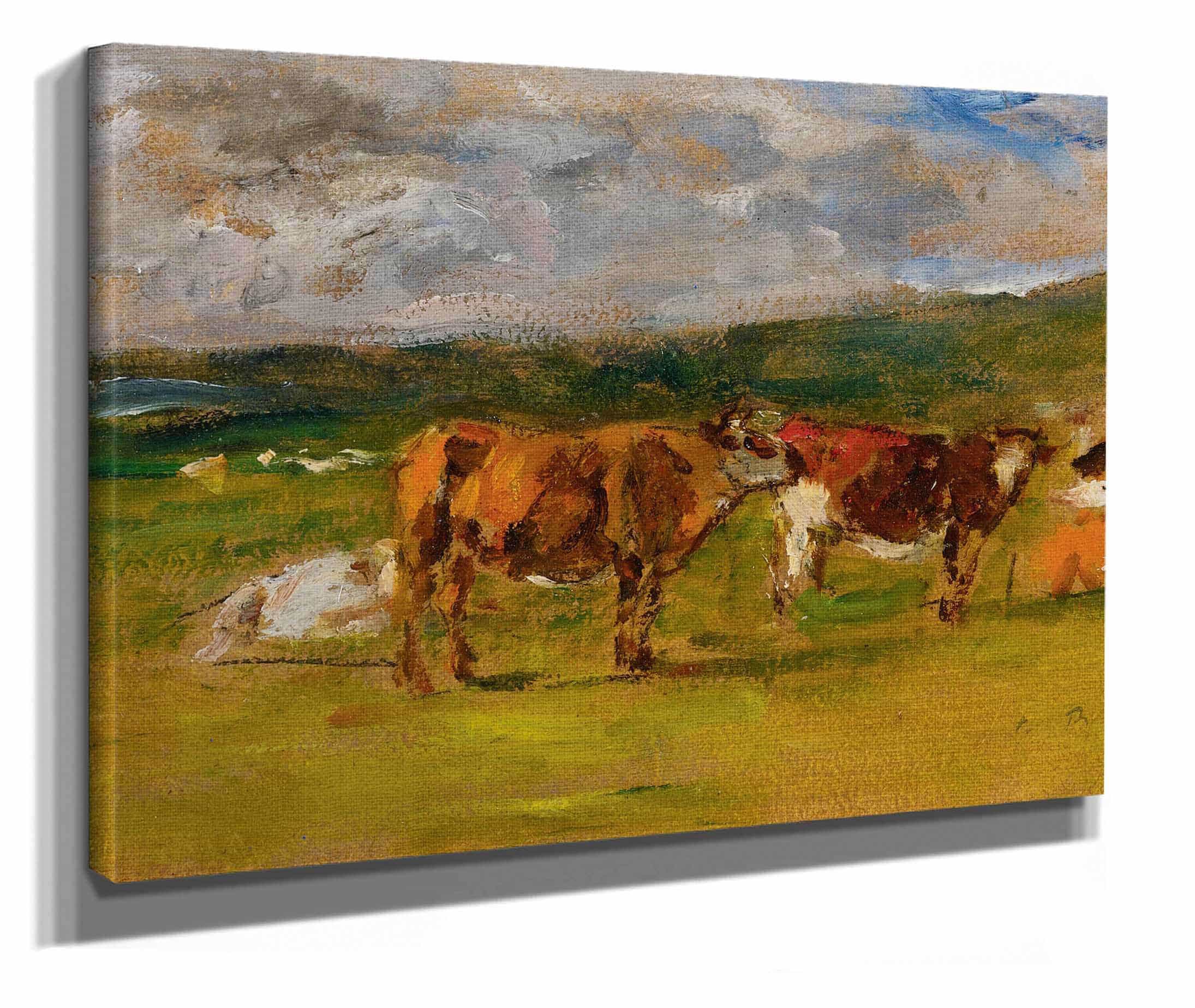 Vaches Au Paturage Etude by Eugene Boudin