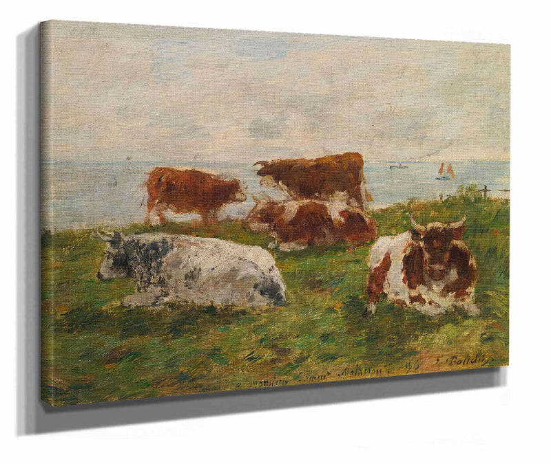 Vaches Au Pre Au Bord De La Me by Eugene Boudin