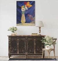 Vase Danemones Sur Fond Bleu by Henri Lebasque