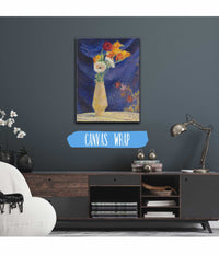 Vase Danemones Sur Fond Bleu by Henri Lebasque