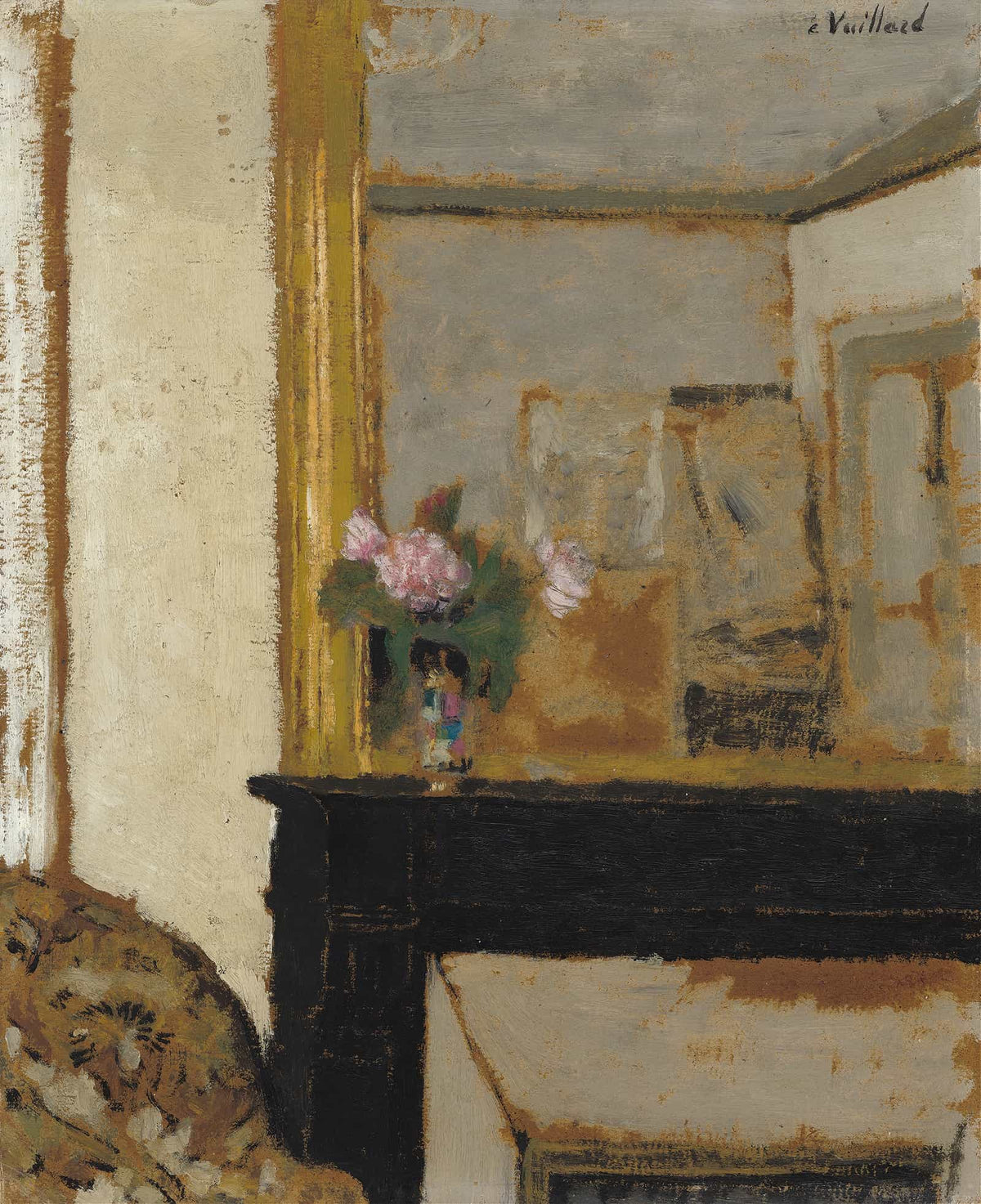 Vase Of Flowers On A Mantelpiece by Edouard Vuillard