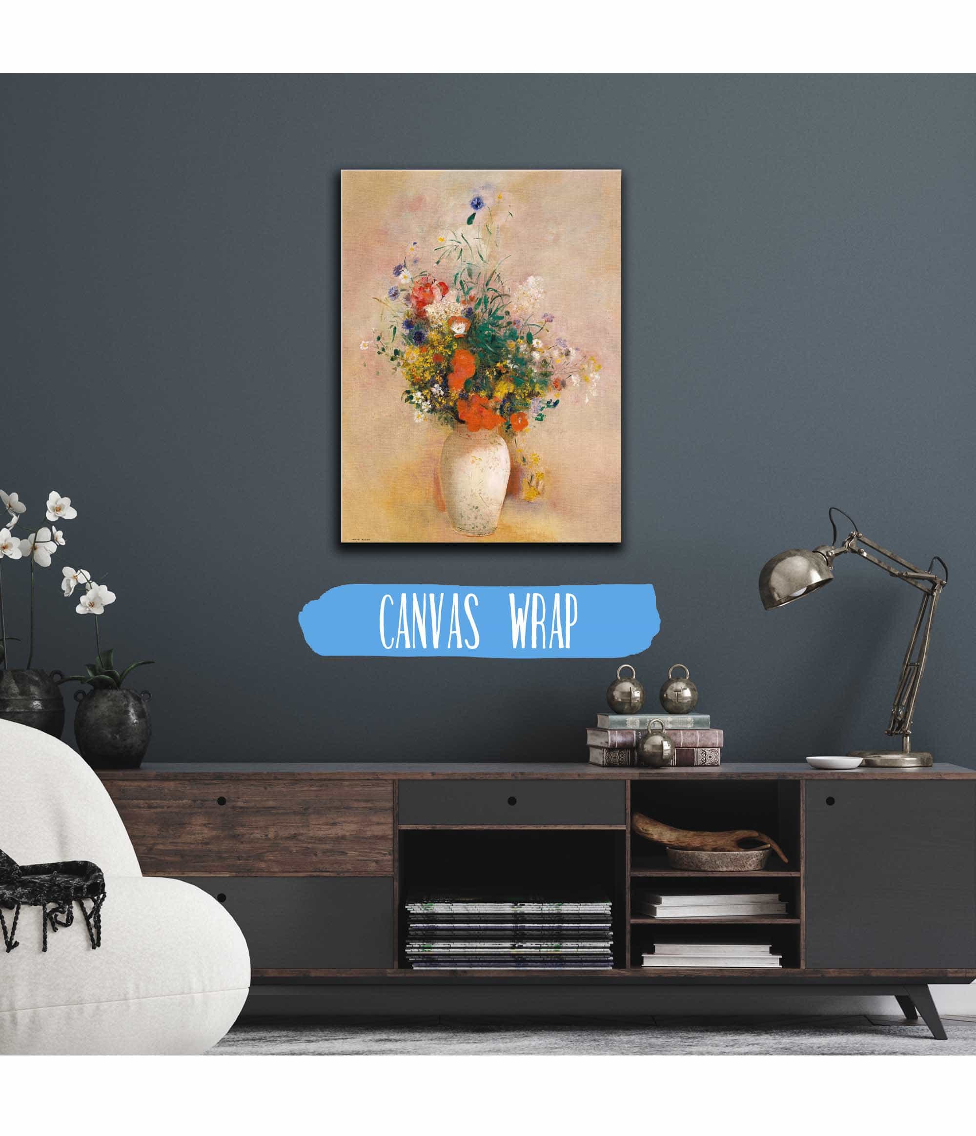 Vase Of Flowers Pink Background by Odilon Redon