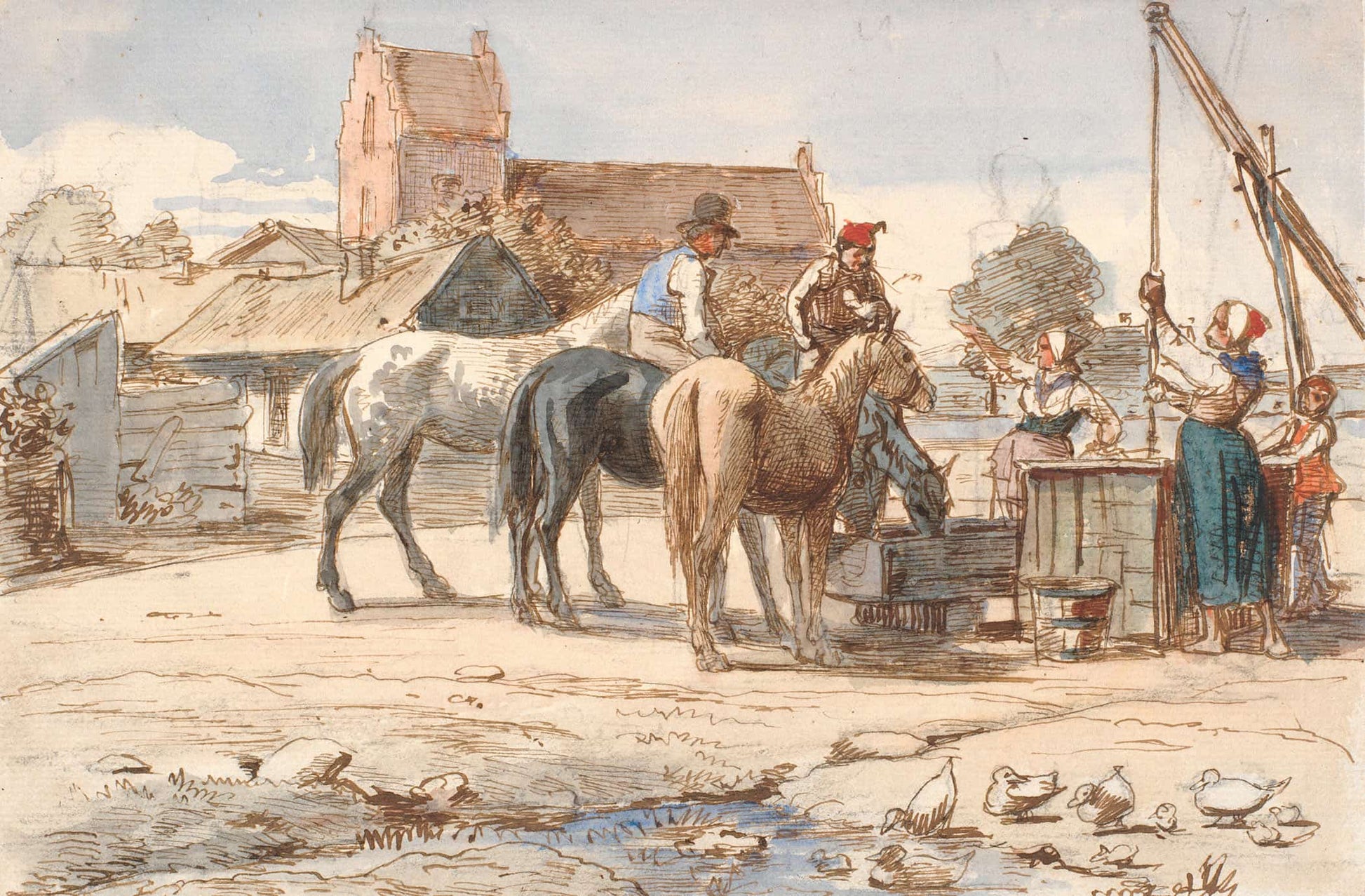 Ved Bronden Uden For Landsbyen by Wilhelm Marstrand