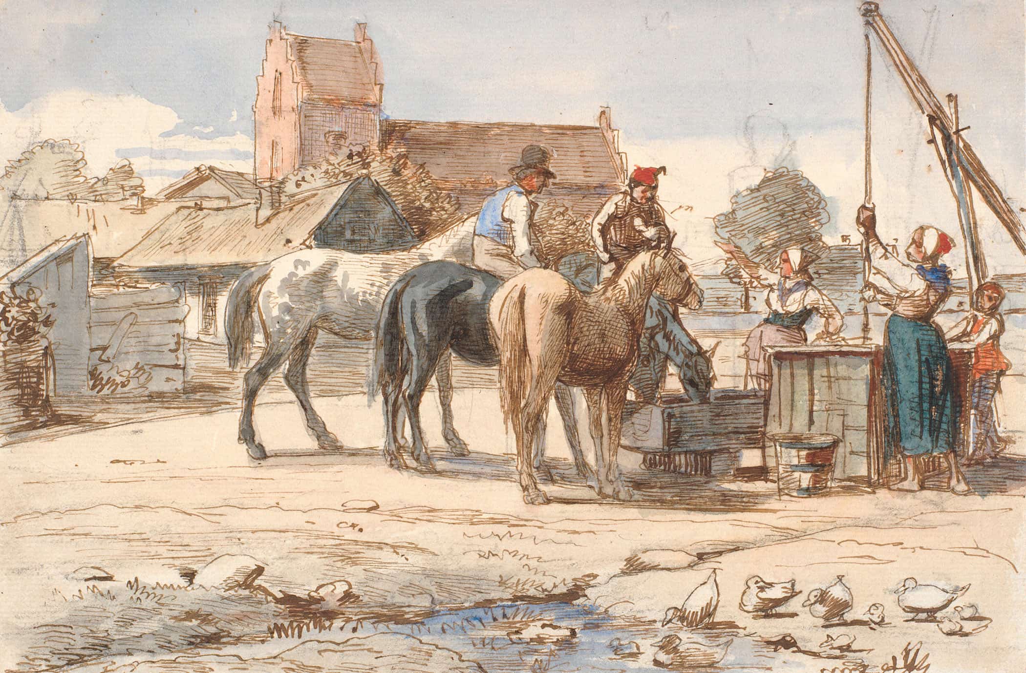 Ved Bronden Uden For Landsbyen by Wilhelm Marstrand