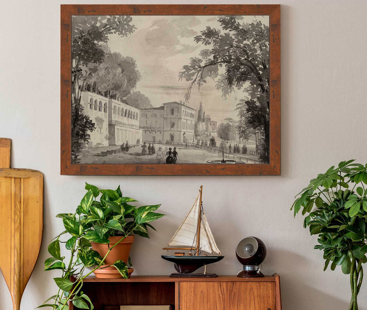 Veduta Of The Aqueduct And Aranciera Of The Villa Borghese Rome by Ippolito Caffi