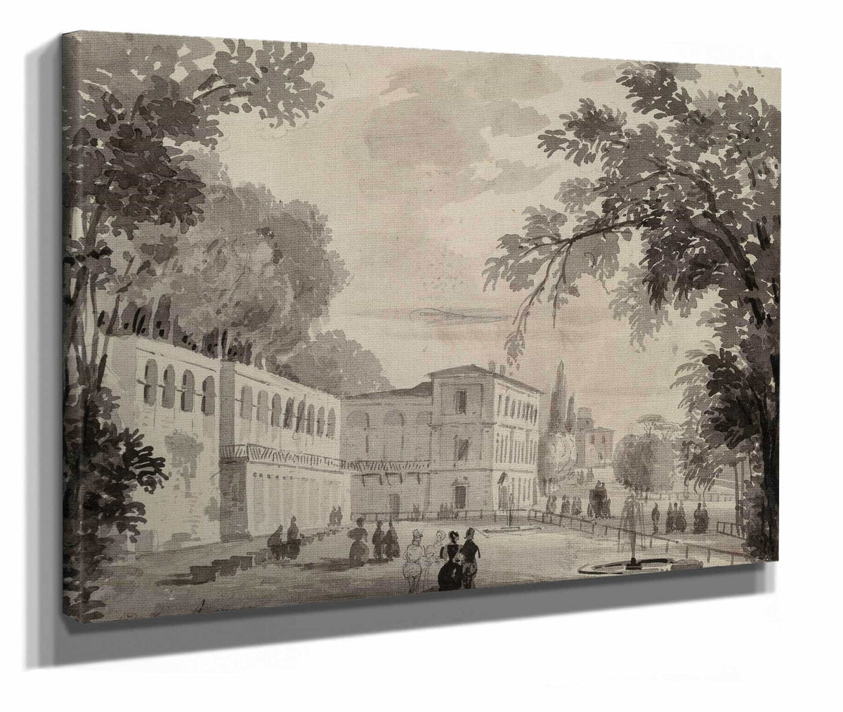 Veduta Of The Aqueduct And Aranciera Of The Villa Borghese Rome by Ippolito Caffi