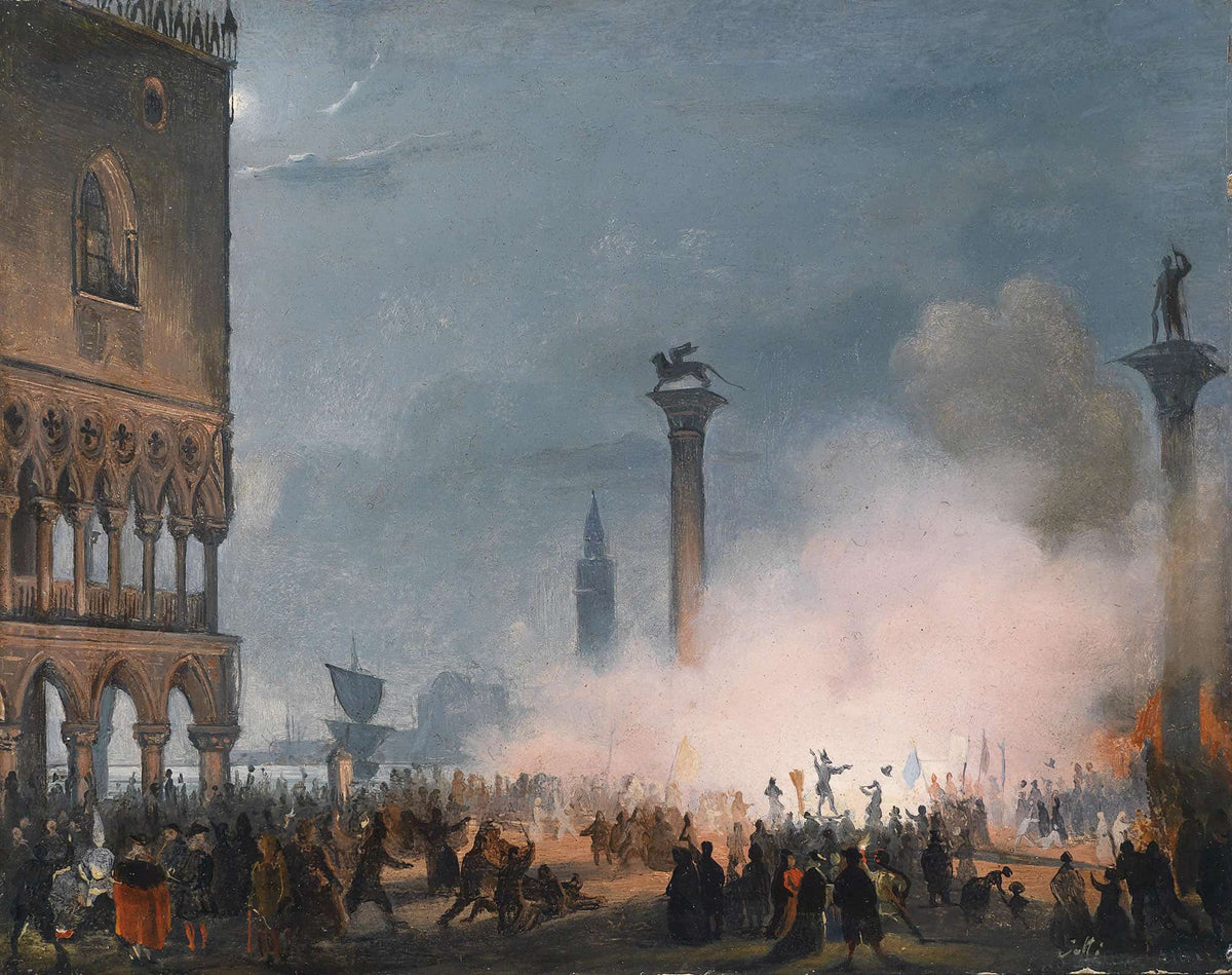 Venedi Piazzetta Bei Nacht by Ippolito Caffi