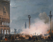Venedi Piazzetta Bei Nacht by Ippolito Caffi