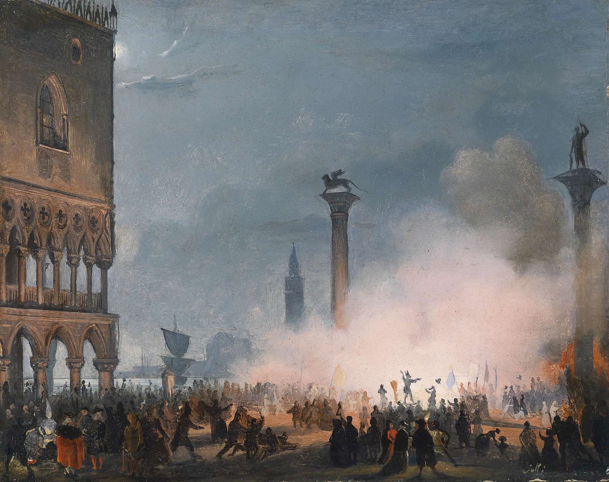 Venedi Piazzetta Bei Nacht by Ippolito Caffi