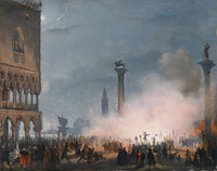 Venedi Piazzetta Bei Nacht by Ippolito Caffi