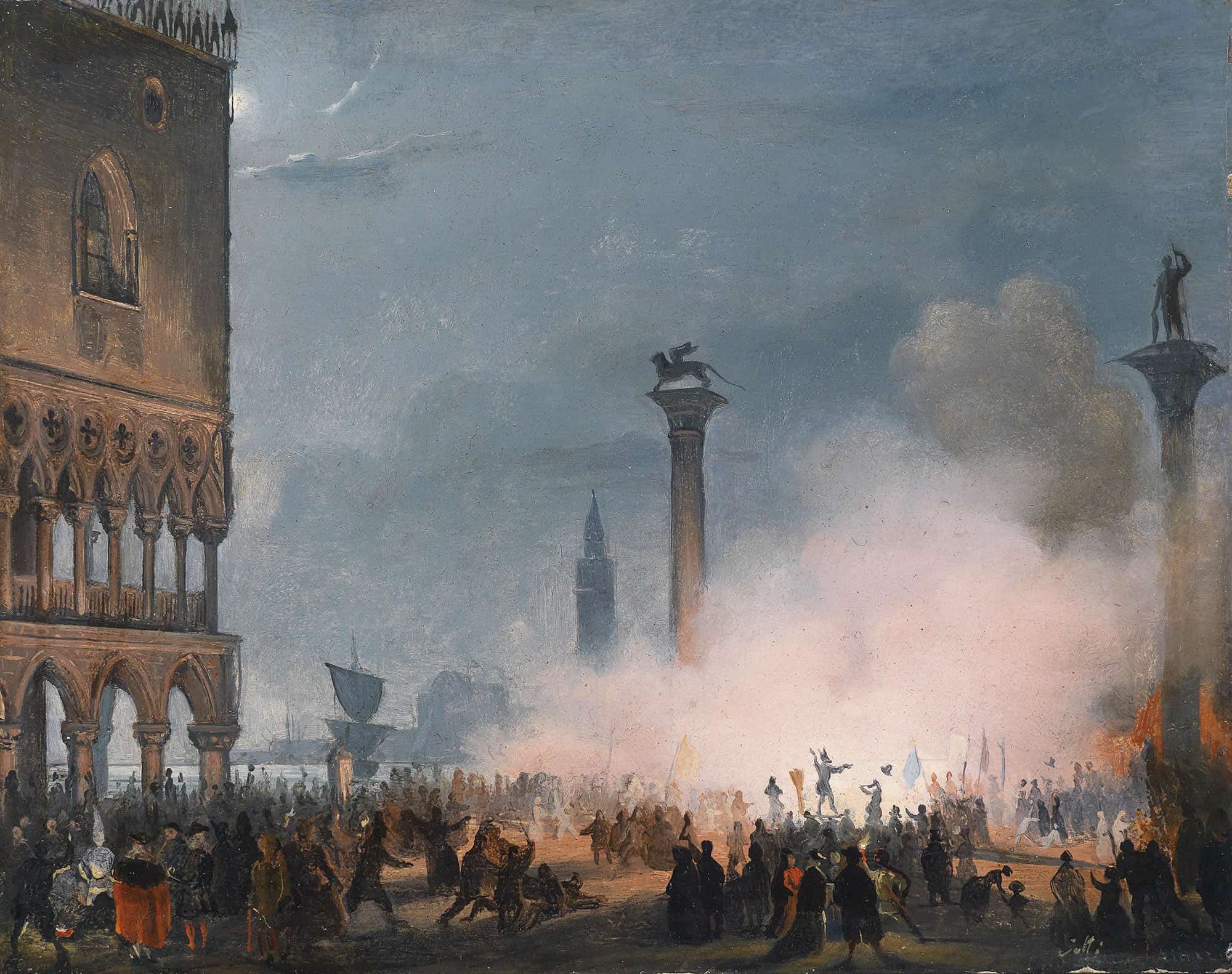 Venedi Piazzetta Bei Nacht by Ippolito Caffi