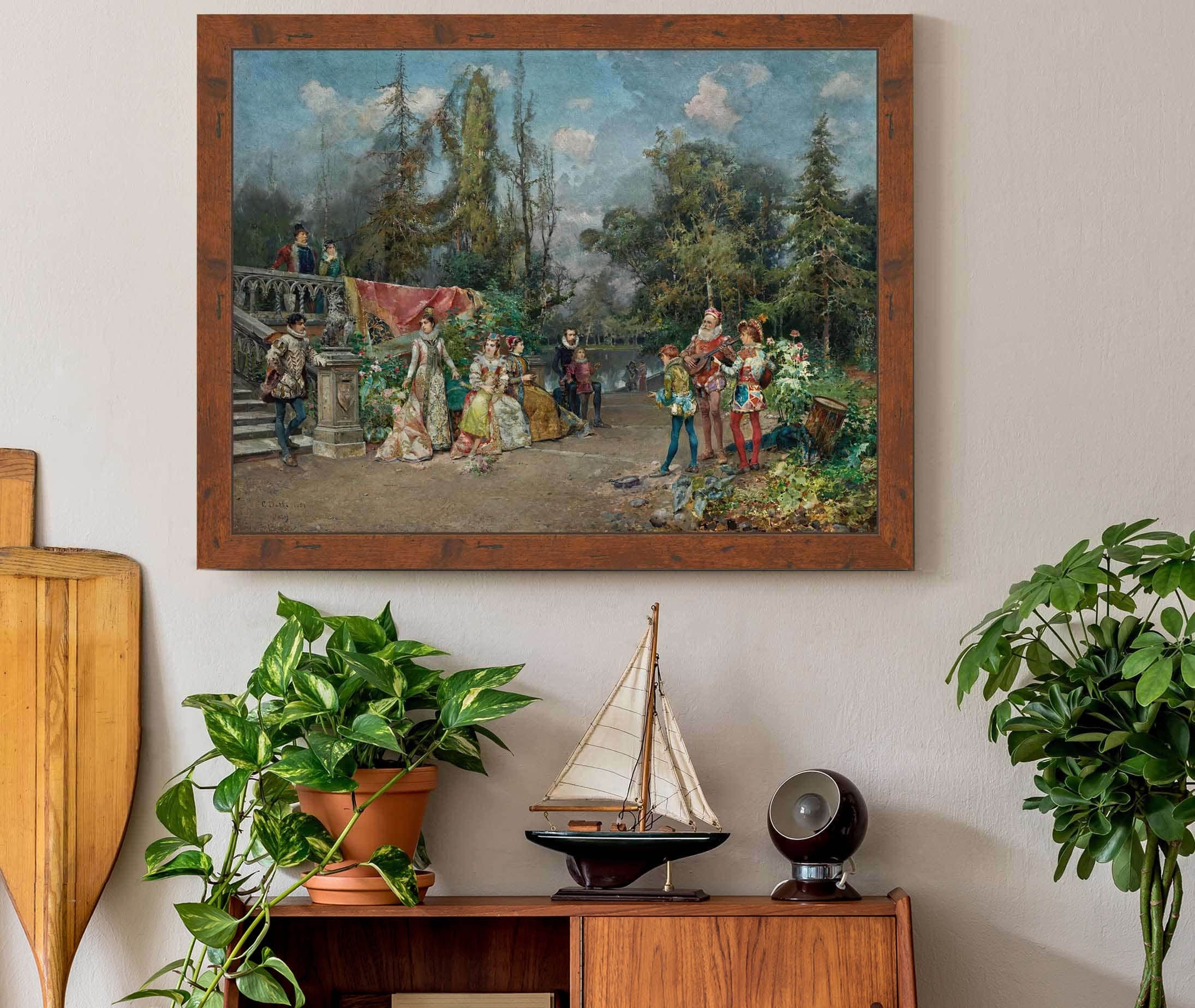 Venetian Court Minstrel Scene by Cesare Auguste Detti