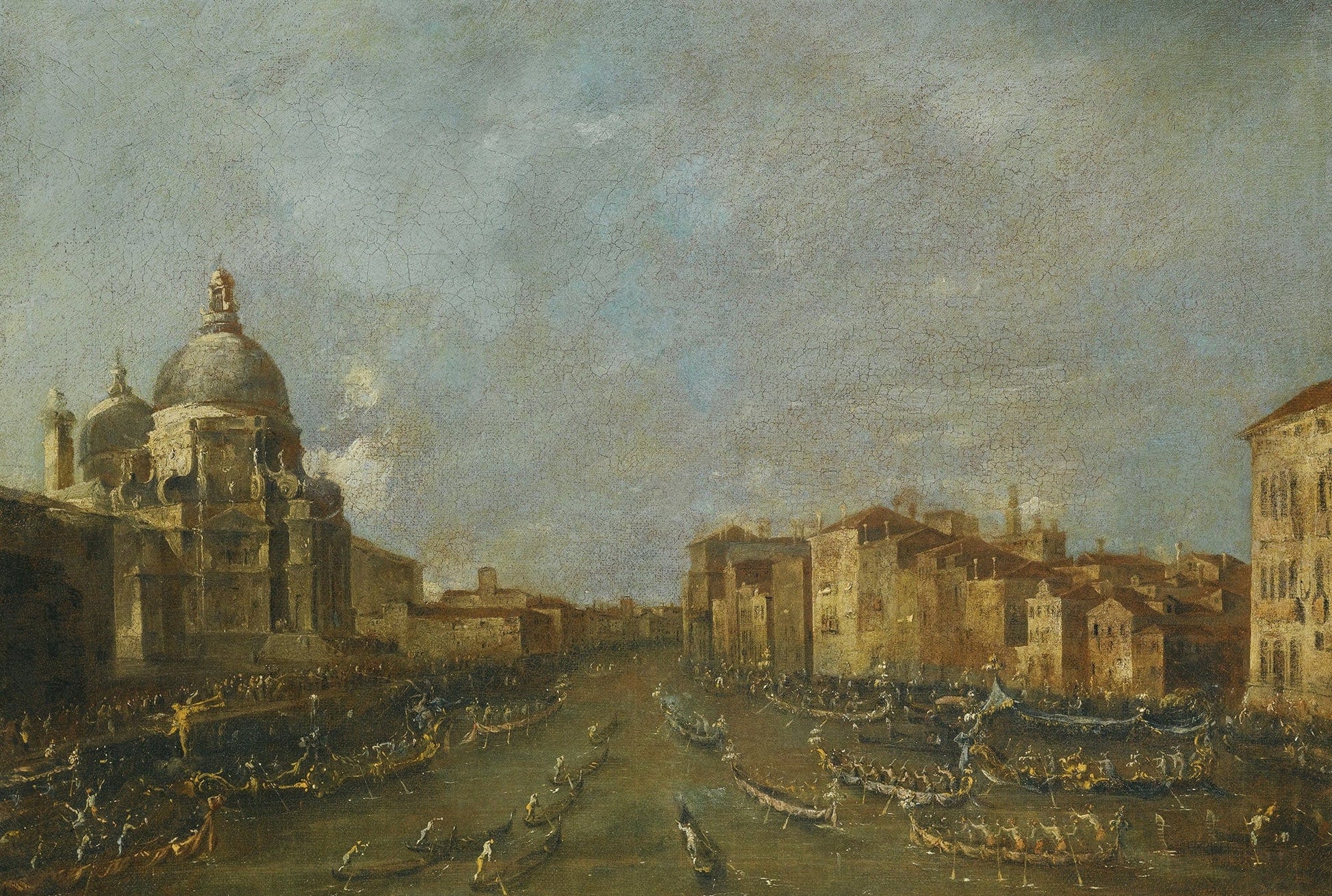 Venice A Festival On The Grand Canal Near Santa Maria Della Salute by Francesco Guardi