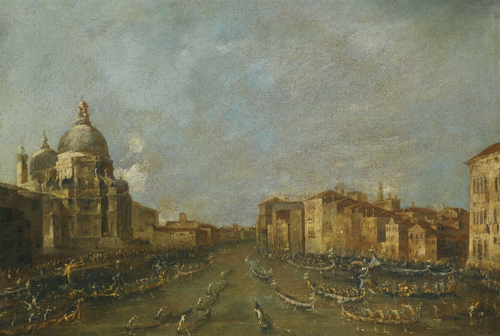 Venice A Festival On The Grand Canal Near Santa Maria Della Salute by Francesco Guardi