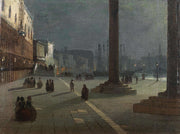 Venice A View Of The Molo Di San Marco With The Riva Degli Schiavoni In The Moonlight by Ippolito Caffi