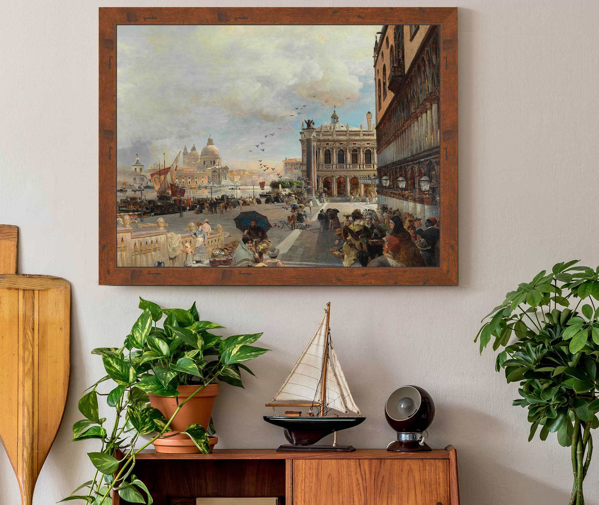 Venice A View Of The Piazzetta With The Biblioteca Marciana by Oswald Achenbach