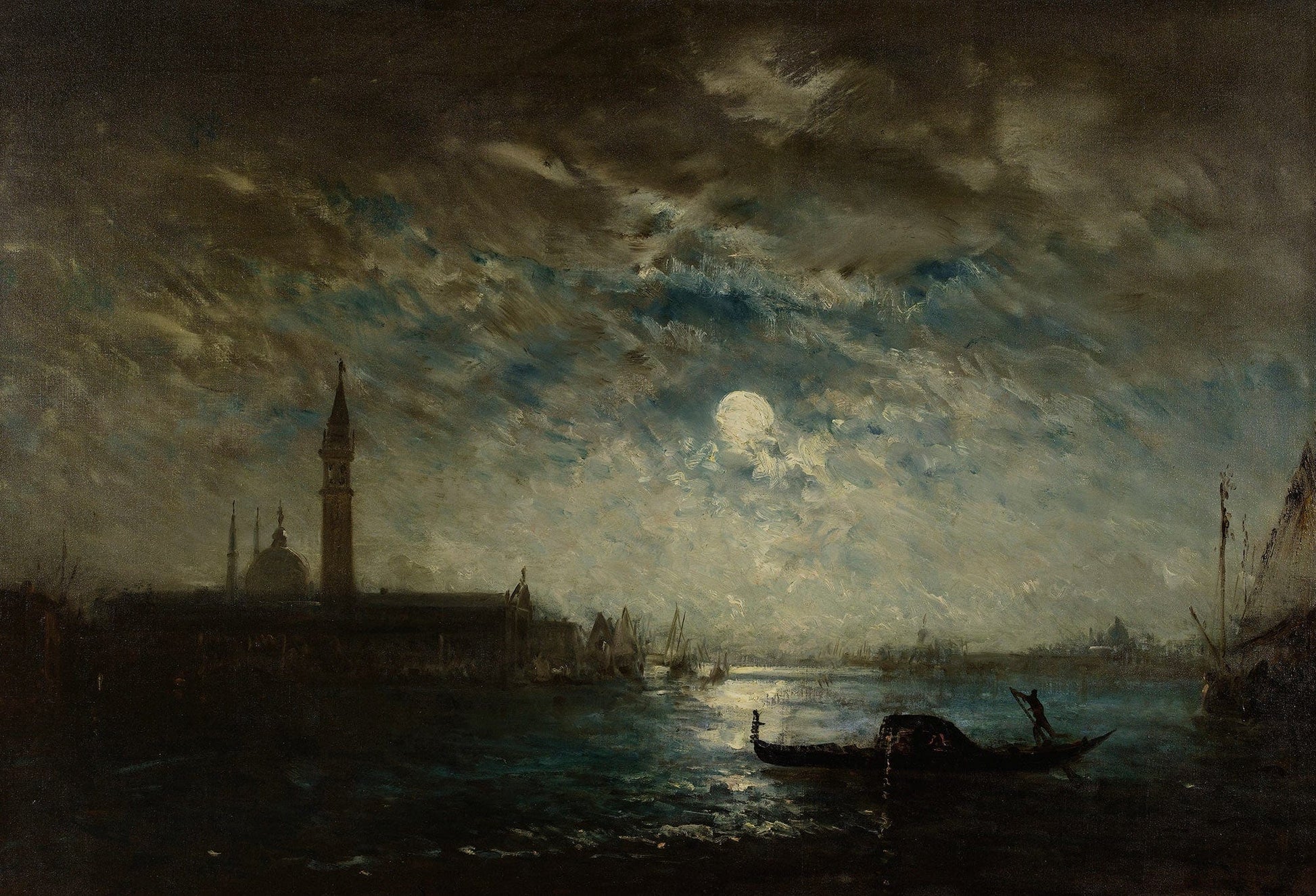 Venise Et Le Campanile Au Clair De Lune by Felix Ziem
