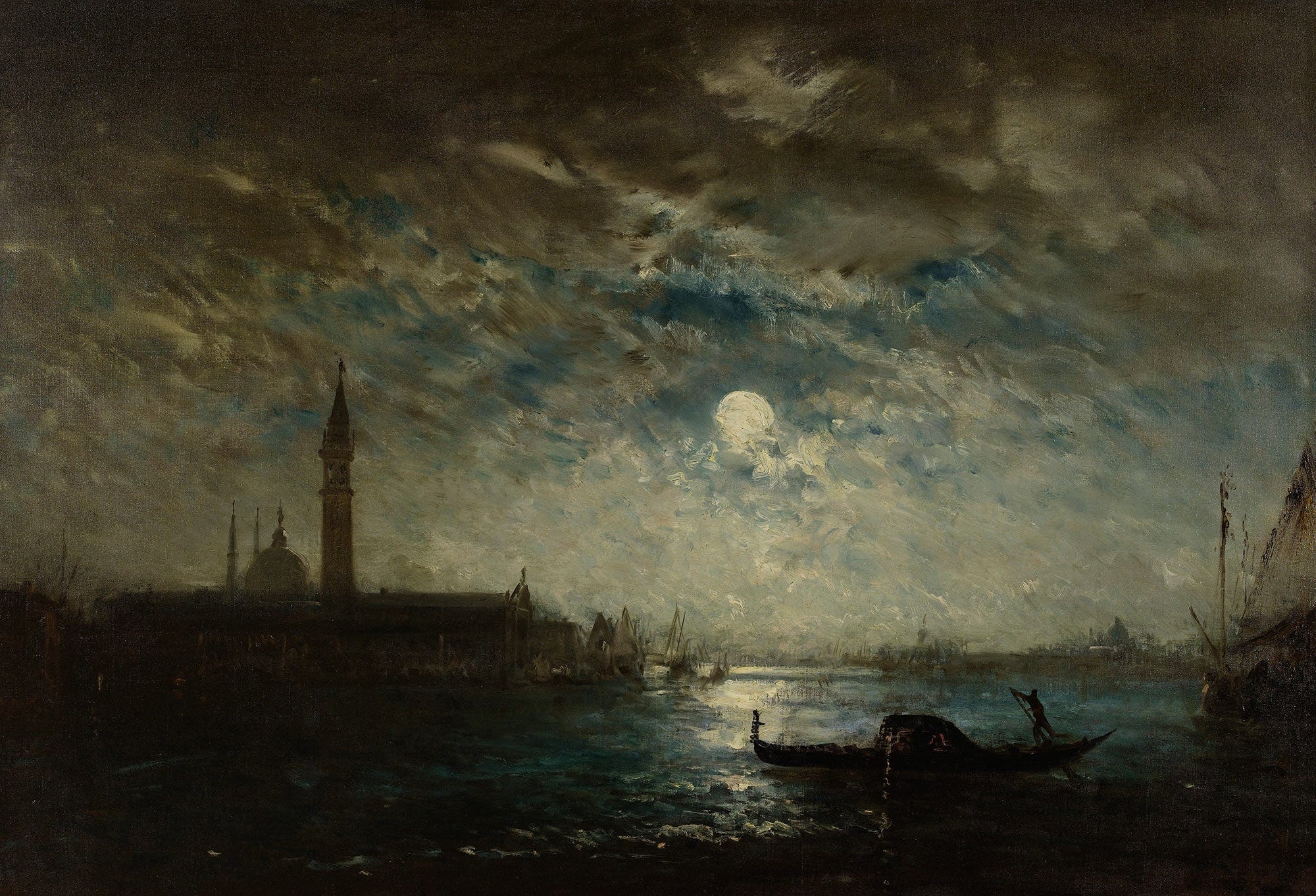 Venise Et Le Campanile Au Clair De Lune by Felix Ziem