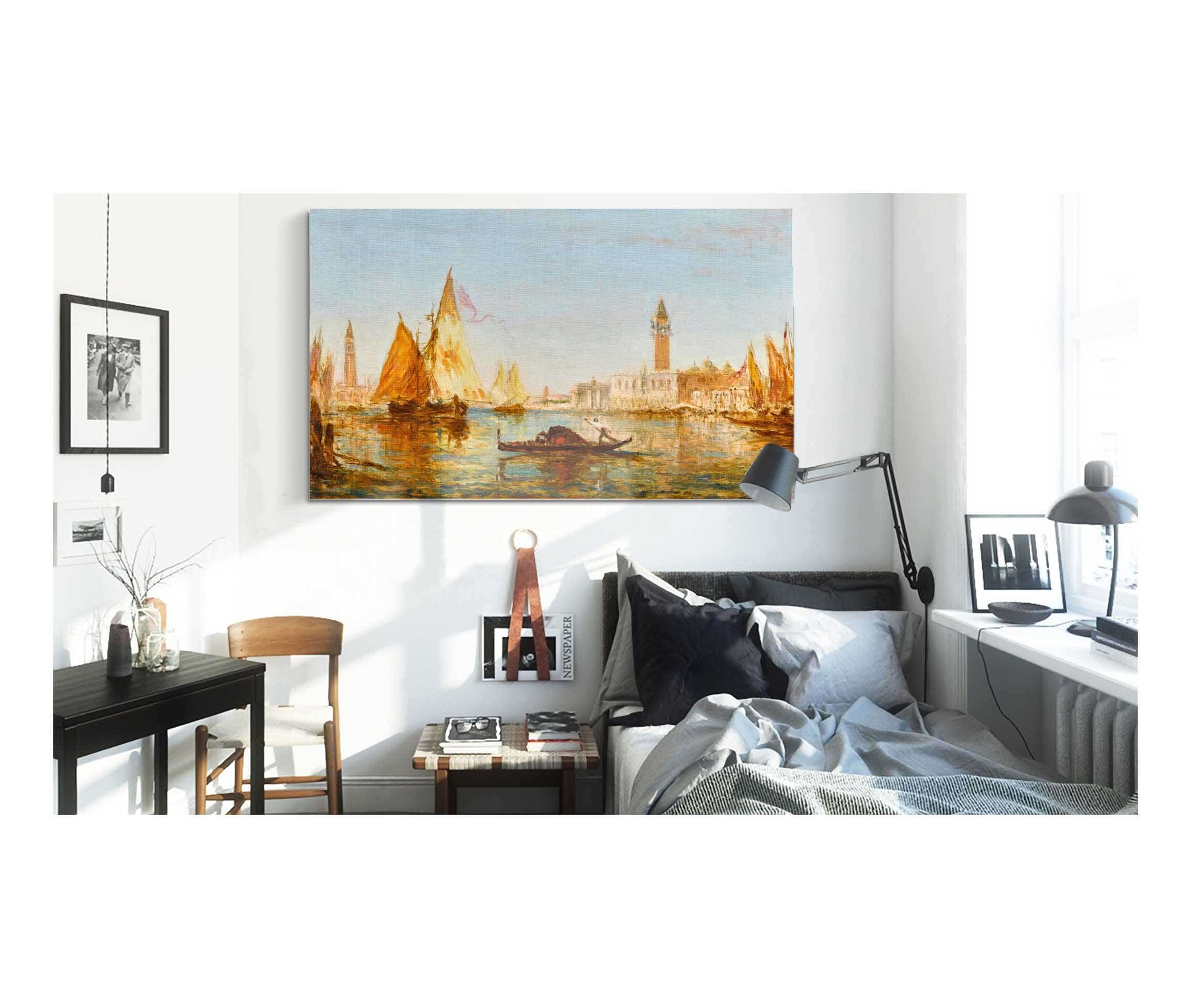 Venise Gondole Et Voiliers Devant Le Palais Des Doges Et San Giorgio Maggiore by Felix Ziem