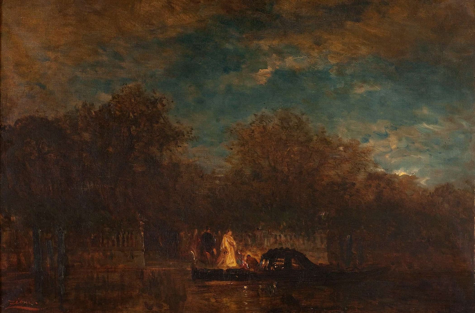 Venise La Sortie Du Jardin Francais Au Crepuscule by Felix Ziem
