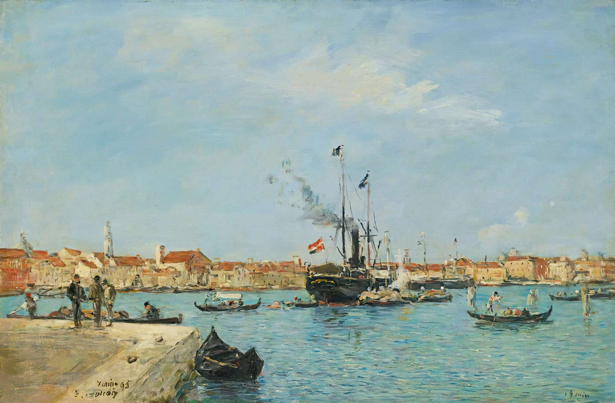 Venise Le Grand Canal Vapeurs Et Gondoles by Eugene Boudin
