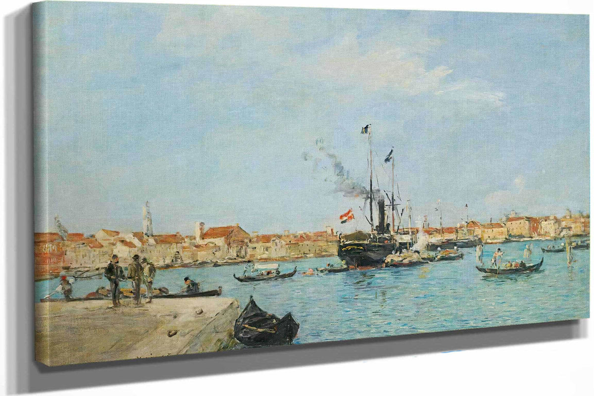 Venise Le Grand Canal Vapeurs Et Gondoles by Eugene Boudin
