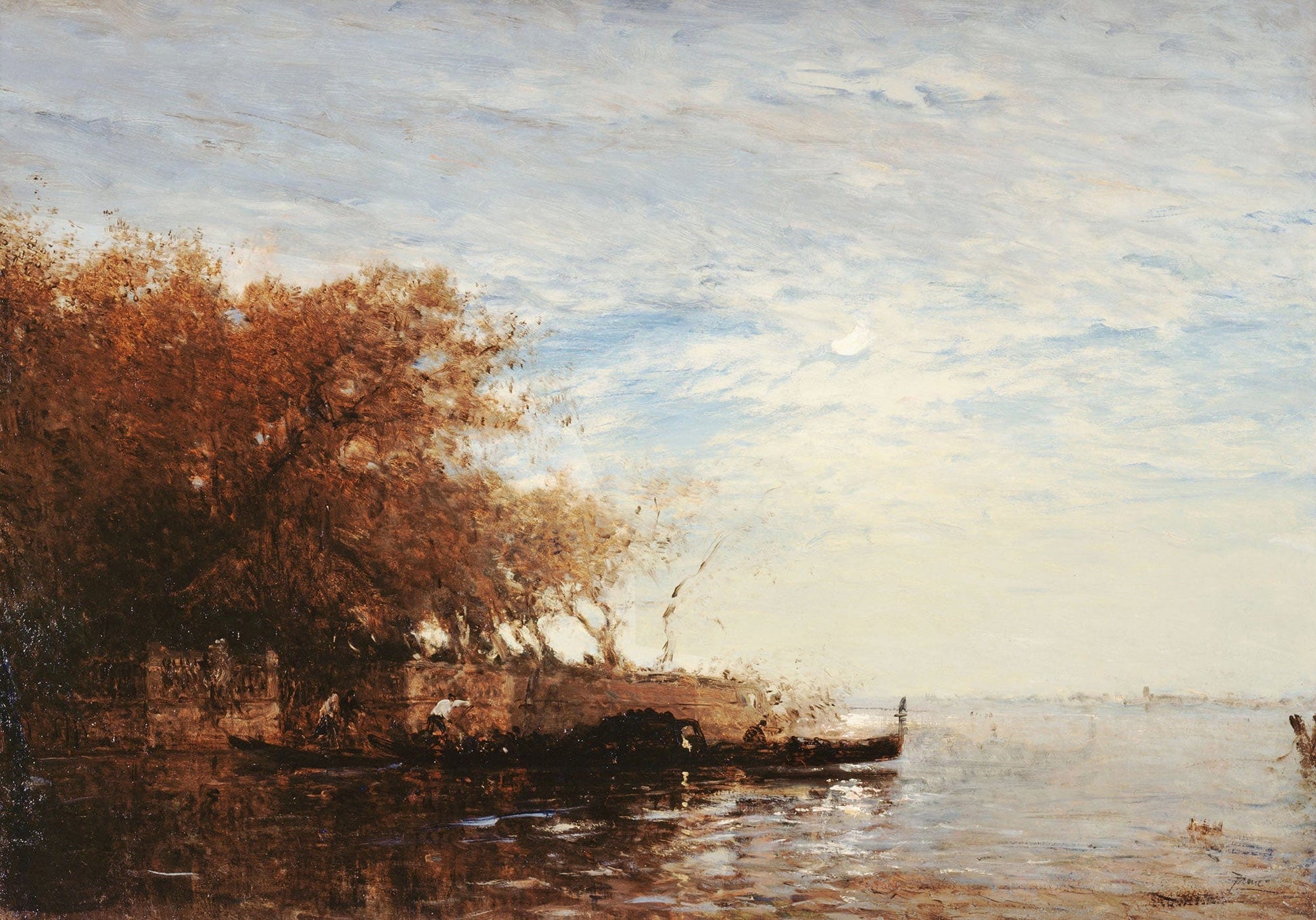 Venise Le Jardin Francais Au Clair De Lune by Felix Ziem