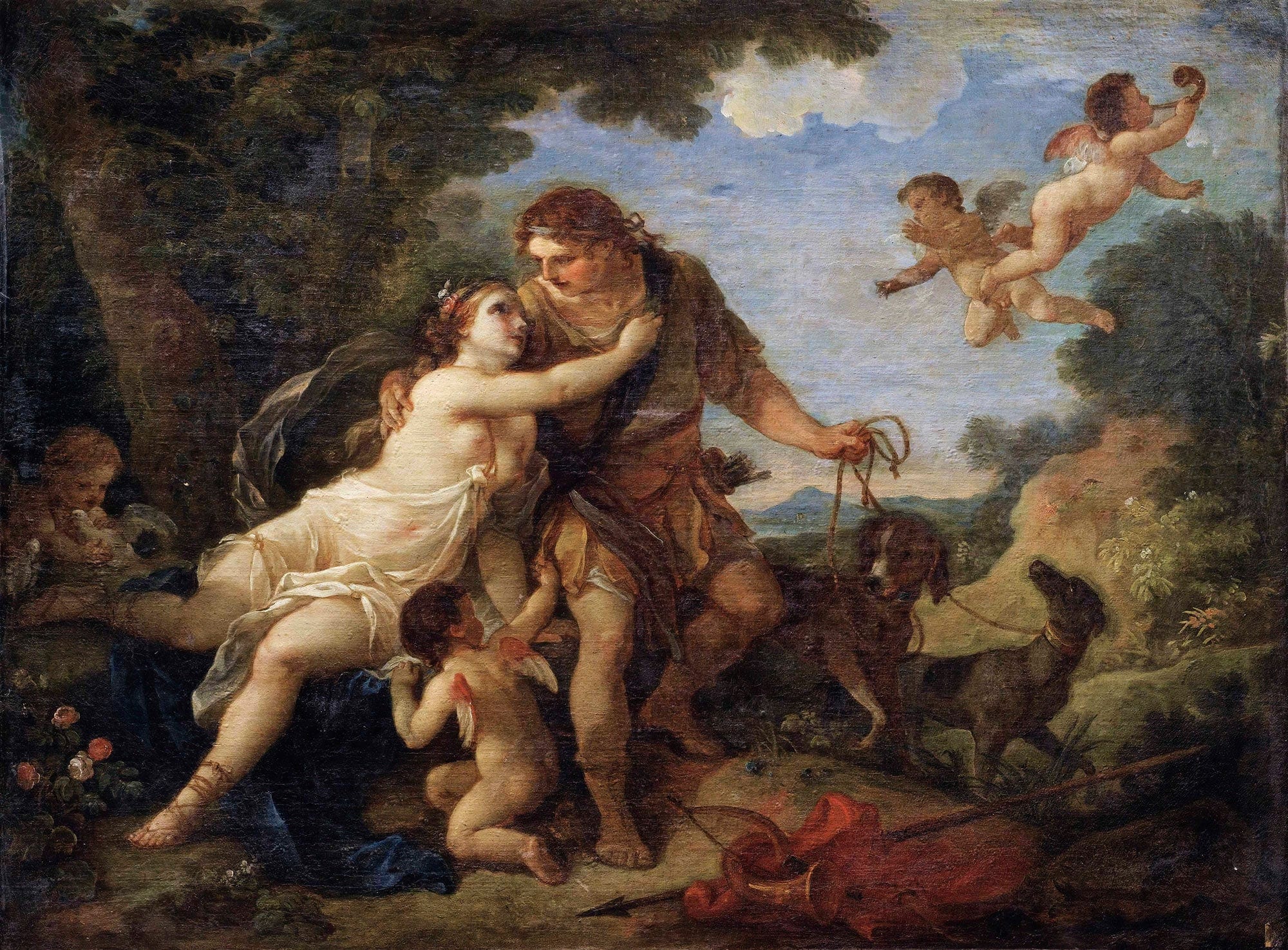 Venus And Adonis by Charles Joseph Natoire