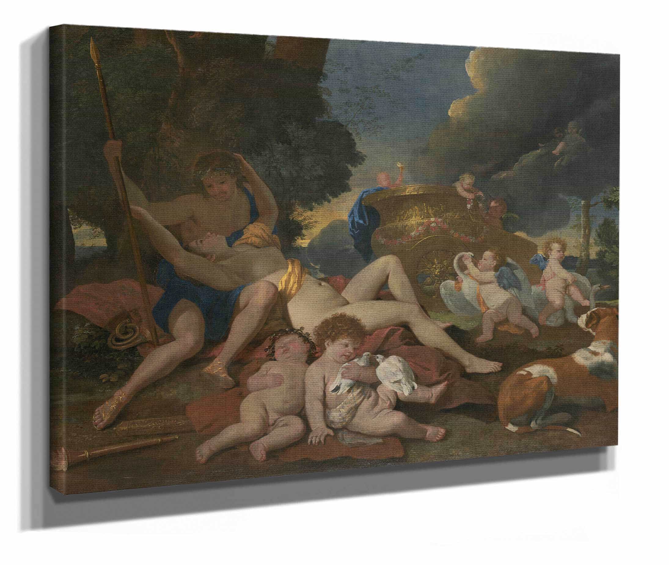Venus And Adonis  by Nicolas Poussin