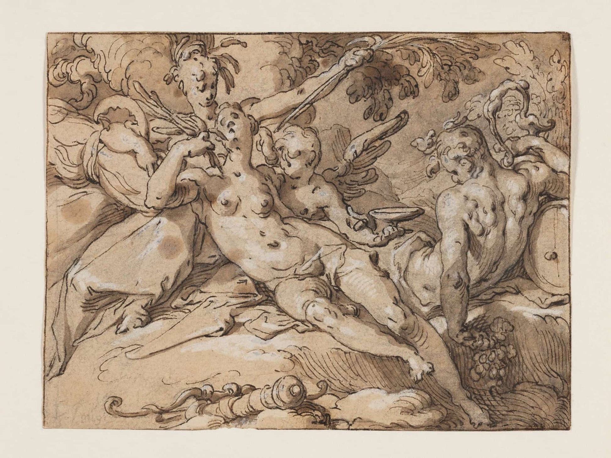 Venus And Bacchus Without Ceres And Bacchus Venus by Abraham Bloemaert