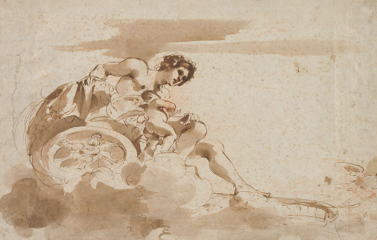 Venus And Cupid In A Chariot by Guercino