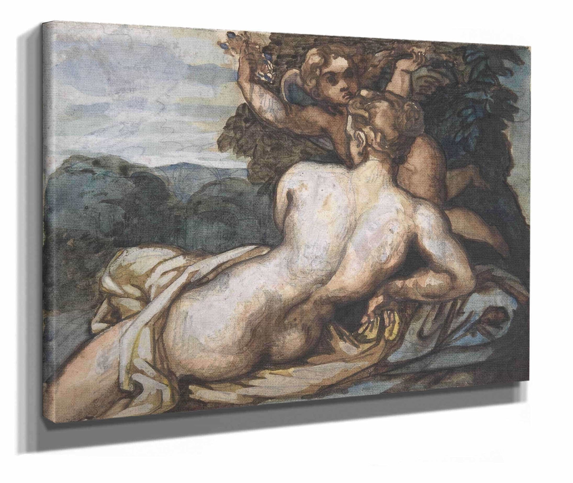 Venus And Cupid In A Landscape After Annibale Carracci  by Theodore Gericault
