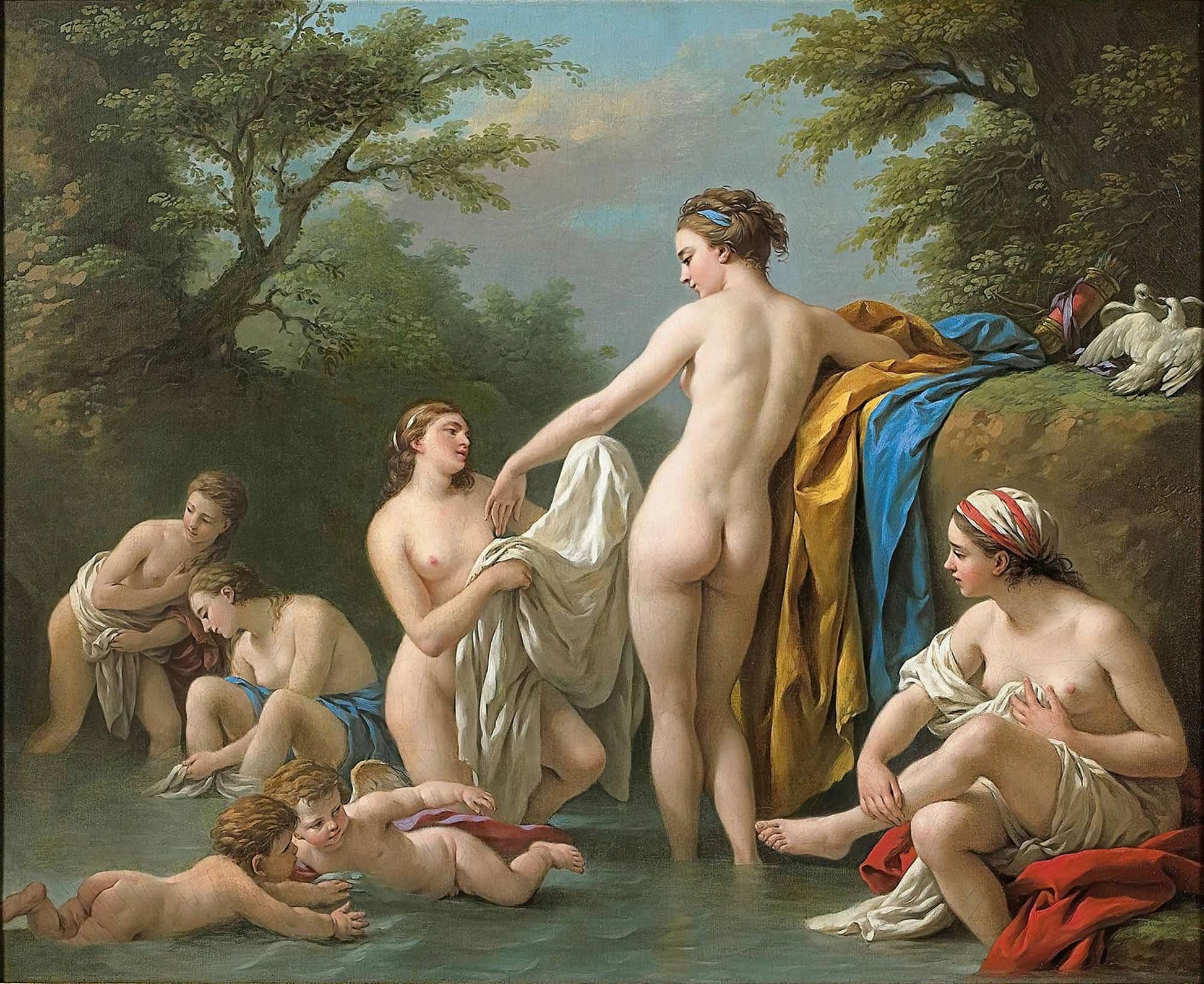 Venus And Nymphs Bathing by Louis Jean Francois Lagrenee
