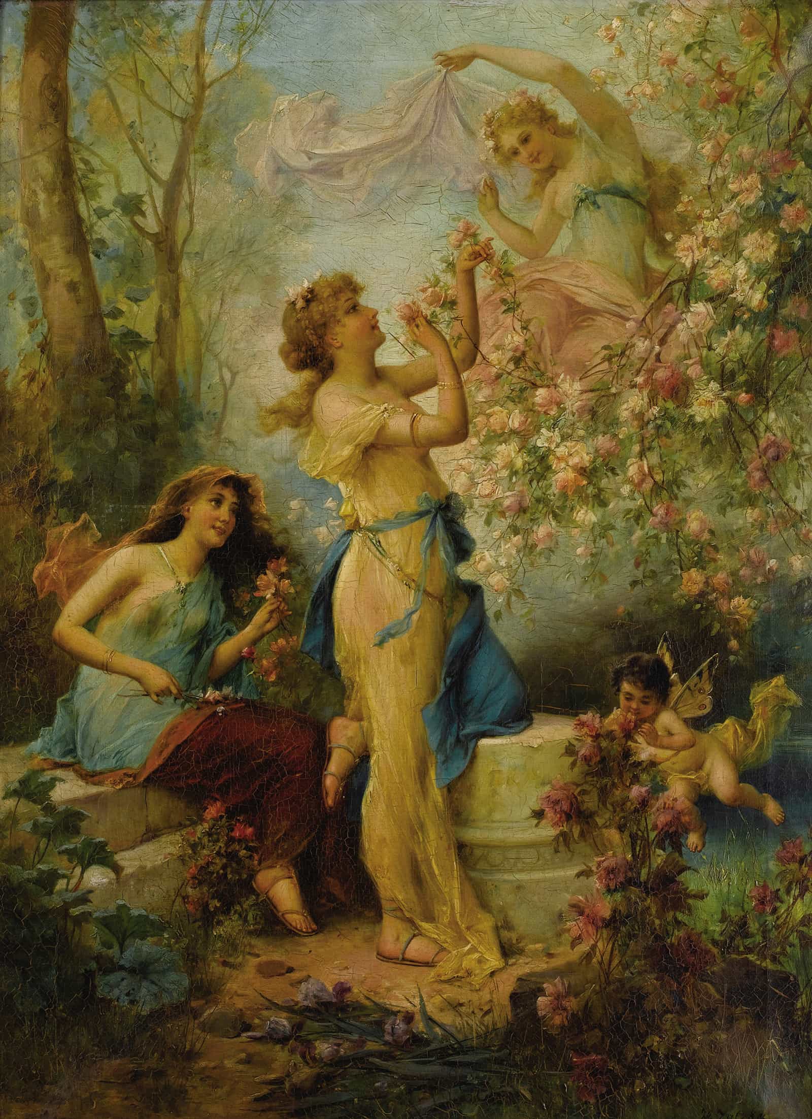 Venus With Putti And Attendants by Hans Zatzka