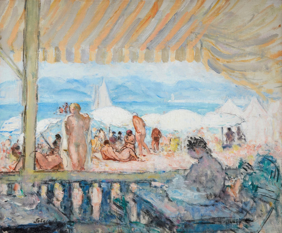 Veranda Sur La Plage De Cannes by Henri Lebasque
