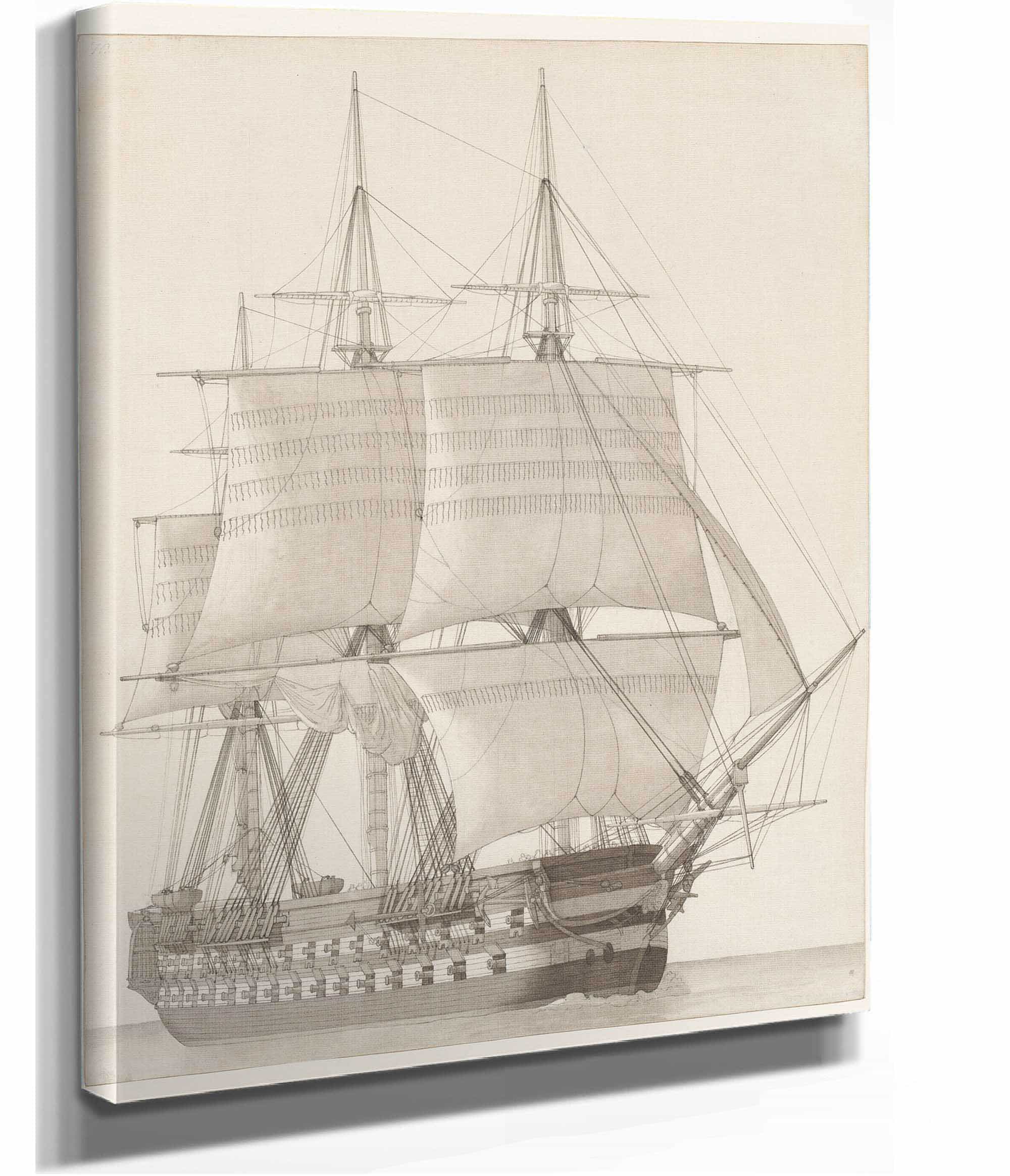 Vessel Of The Russian Line Vaisseau De Ligne Russe by Christoffer Wilhelm Eckersberg