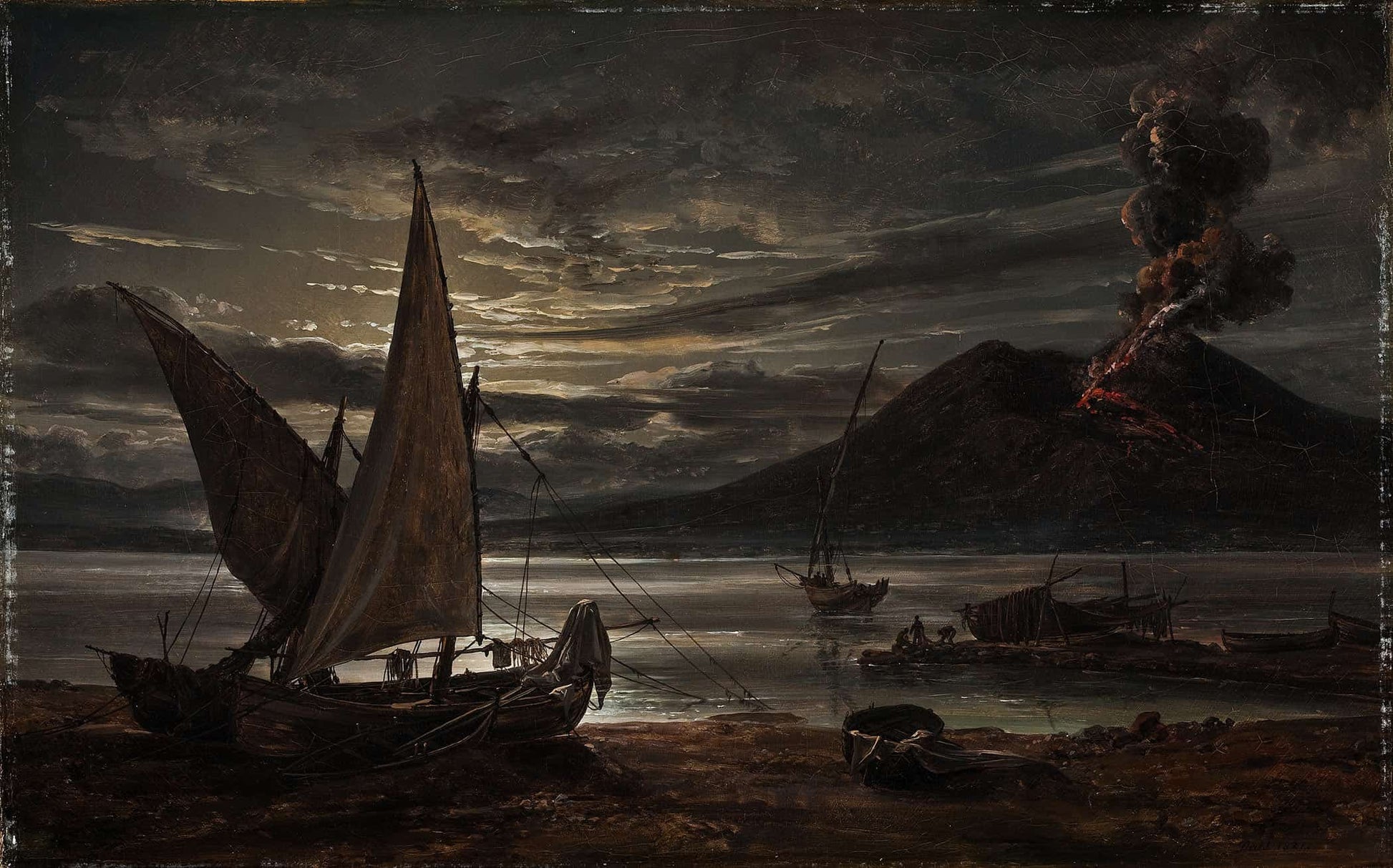 Vesuvius In Eruption Moonlight by Johan Christian Dahl