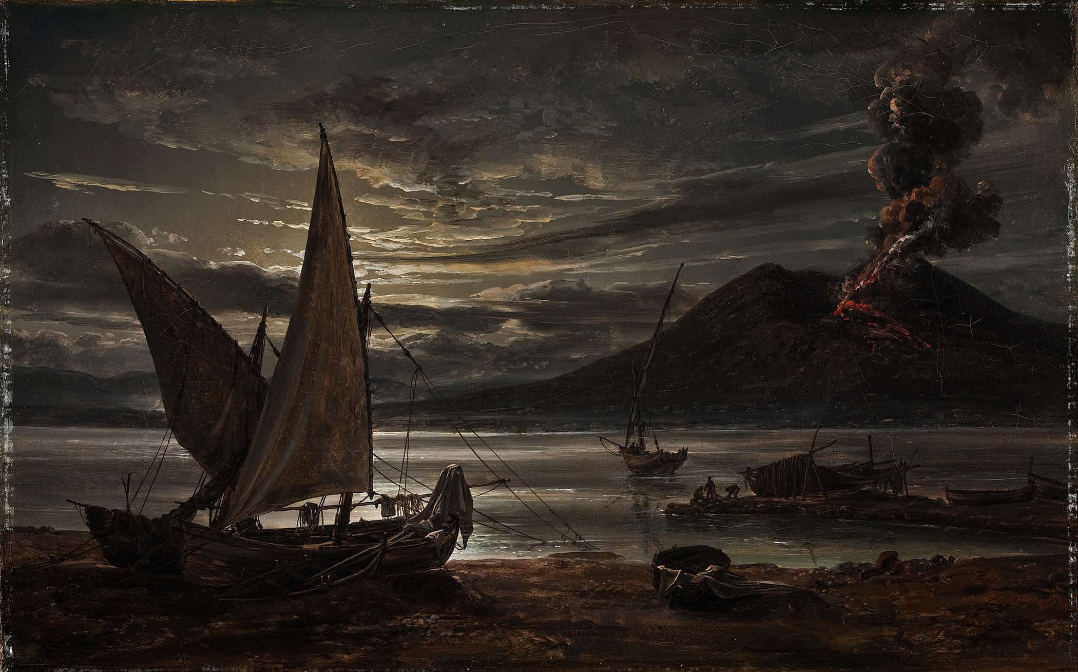Vesuvius In Eruption Moonlight by Johan Christian Dahl