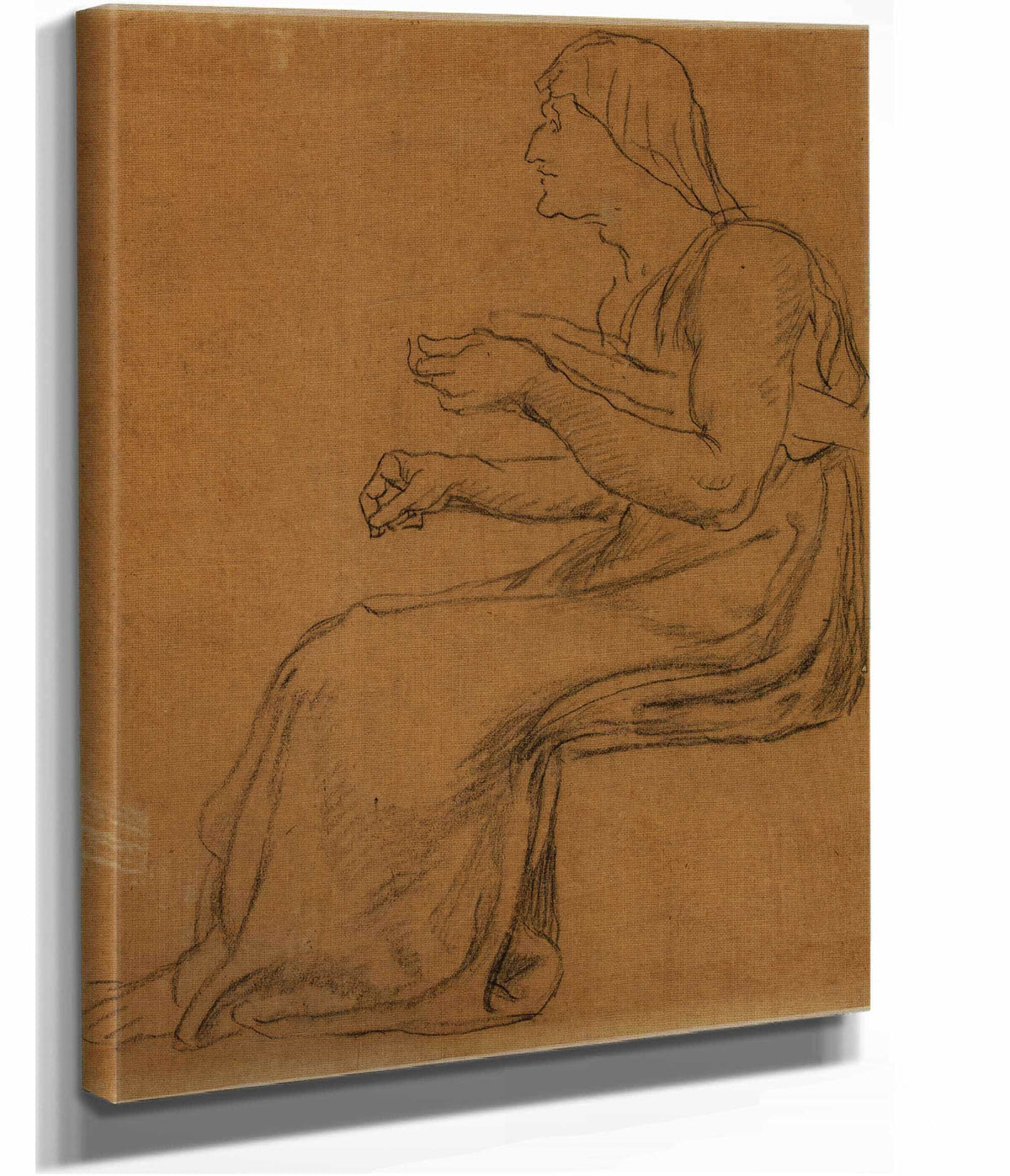 Vieille Femme Assise De Profil A Gauche by Pierre Puvis De Chavannes