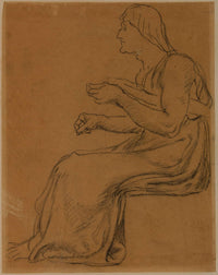 Vieille Femme Assise De Profil A Gauche by Pierre Puvis De Chavannes