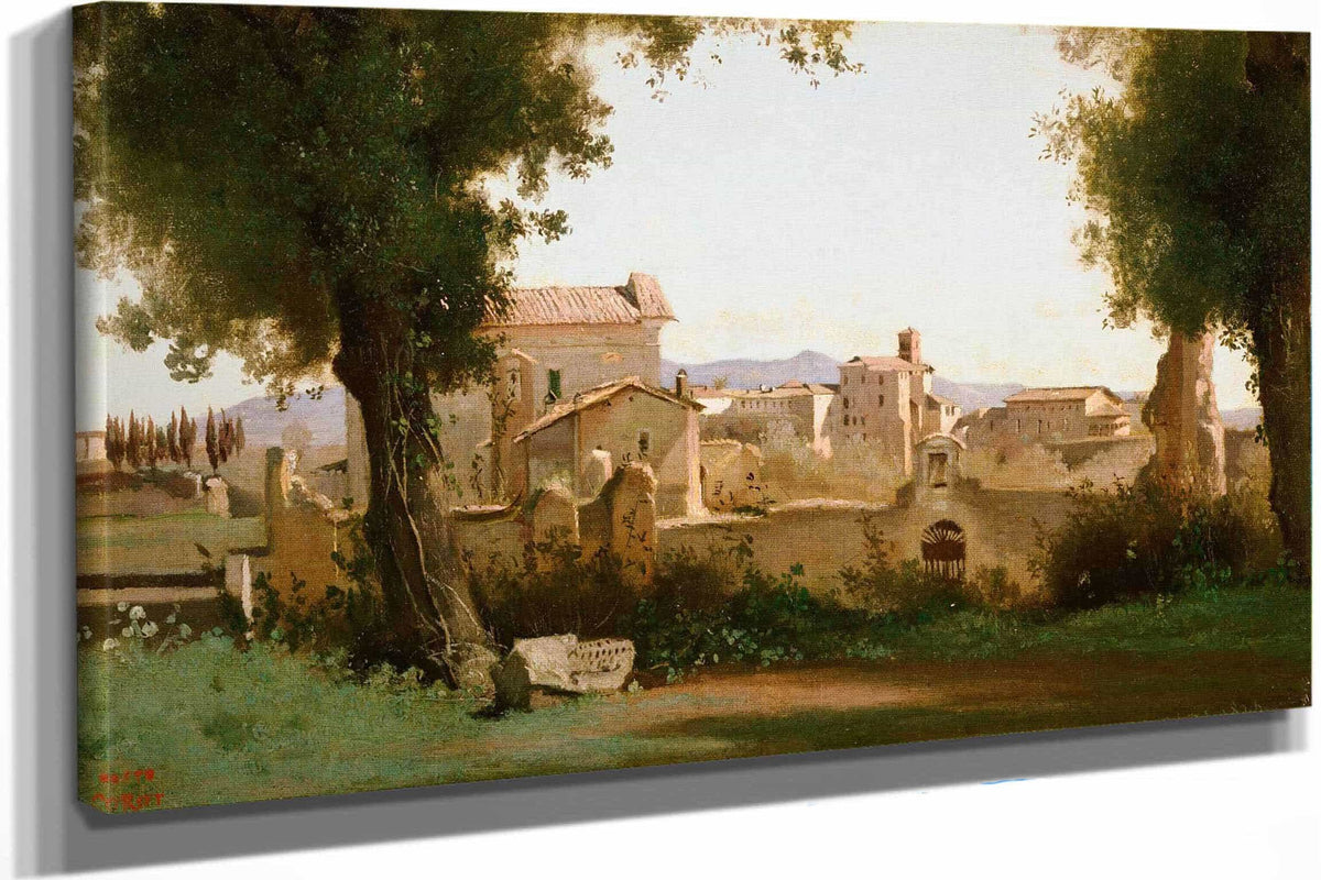 View From The Farnese Gardens Rome by Jean Baptiste Camille Corot