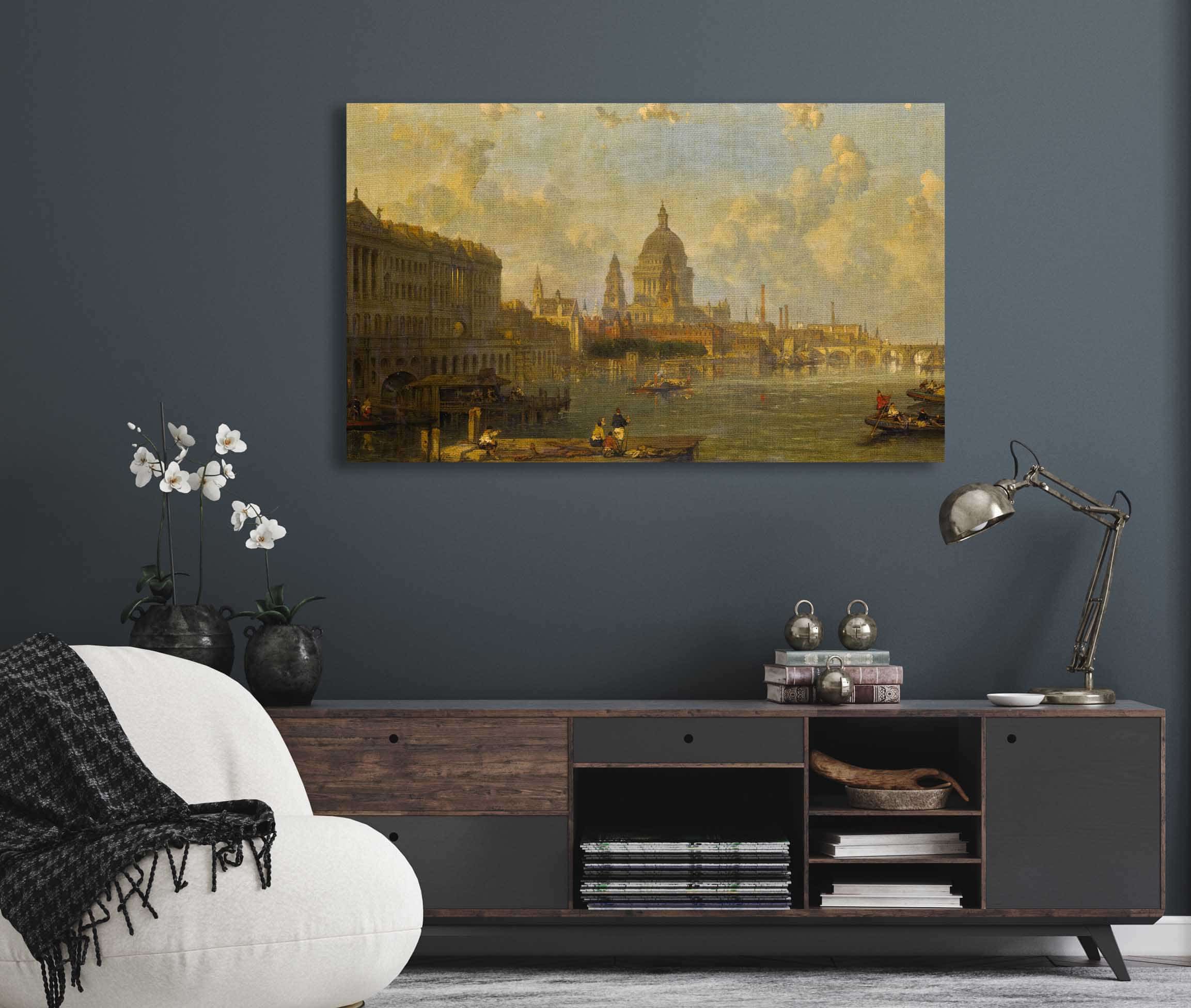 View From Waterloo Bridge Embracing St Pauls Somerset House And Temple by David Roberts