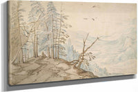 View In A Valley From The Edge Of A Mountain Road Th Century by Jan Brueghel The Elder