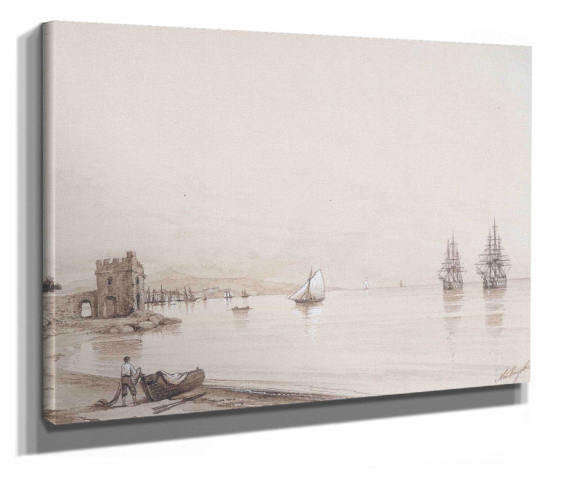 View Of A Bay With Numerous Sailing Ships by Ivan Konstantinovich Aivazovsky